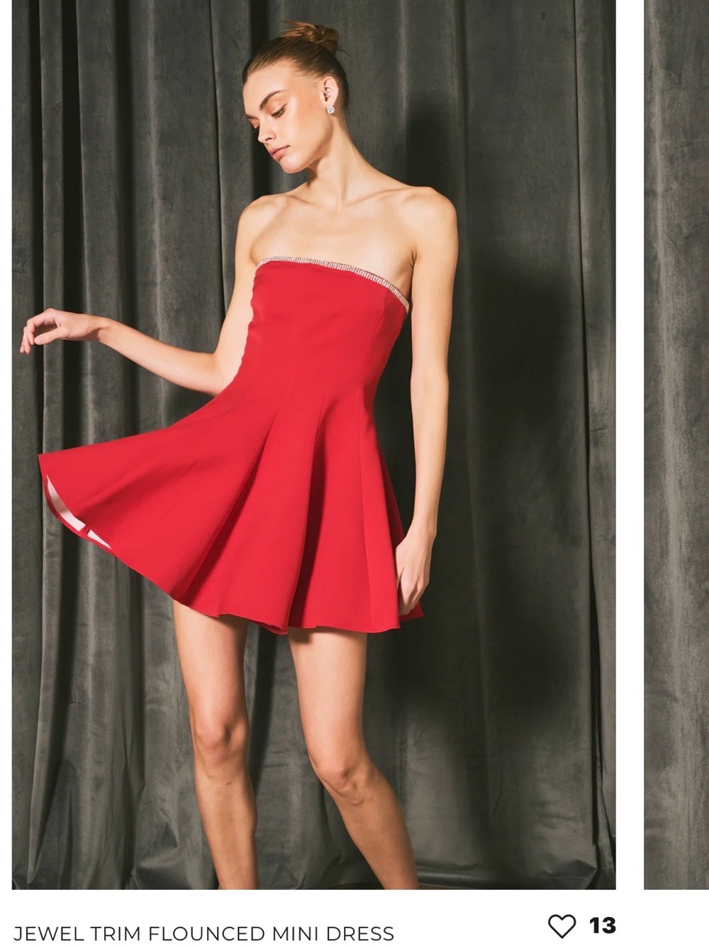 Endless Rose Red Strapless Jewel-Trim Flounce Mini